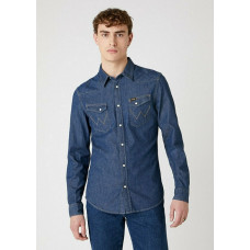Camicia Wrangler Denim da uomo con bottoni a maniche lunghe